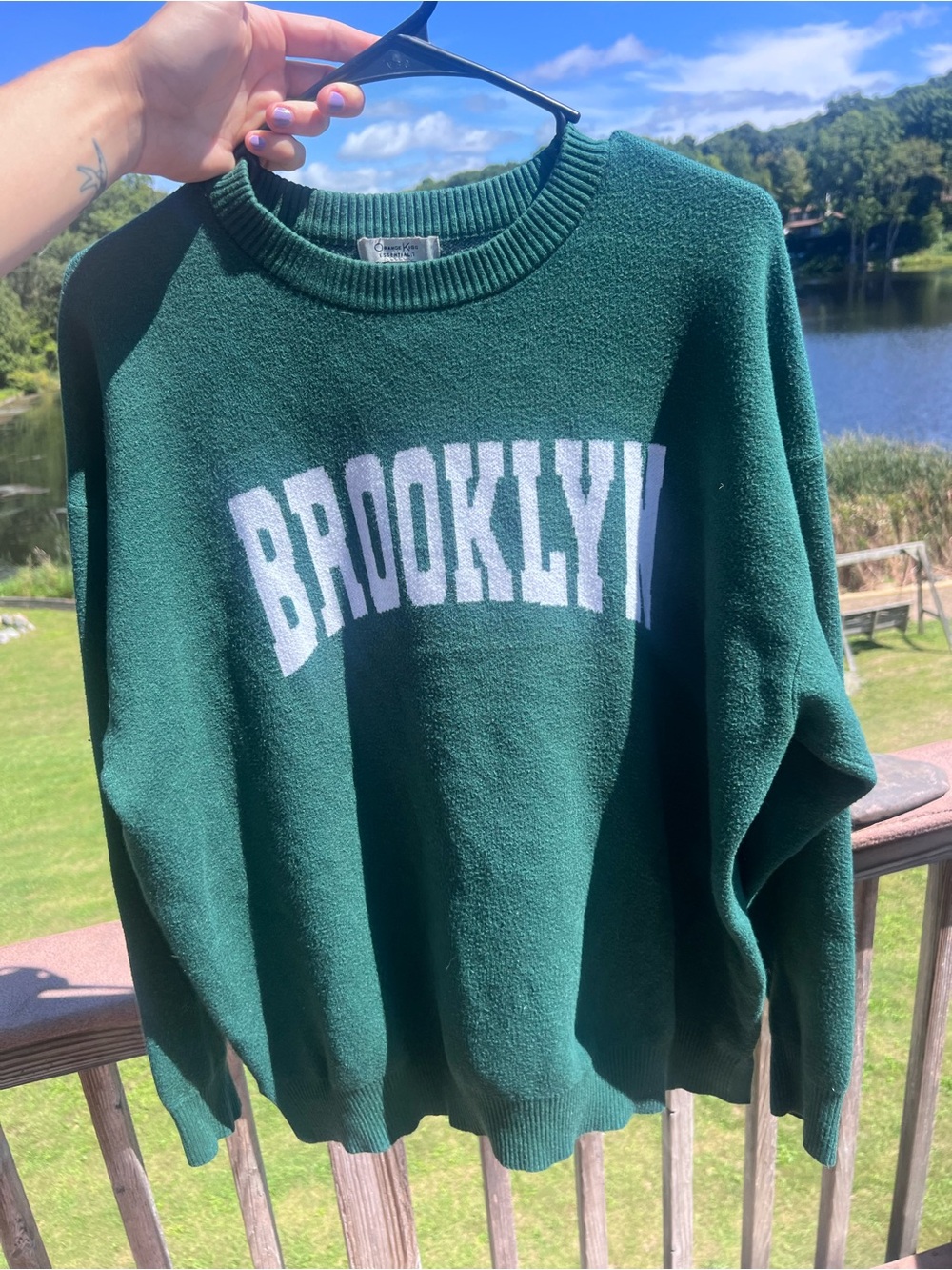 Orange Kiss Essentials Green Brooklyn Knit Sweater 1X
